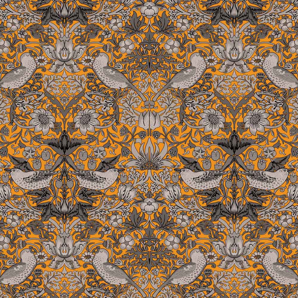 William Morris Designs Strawberry Thief velvet green