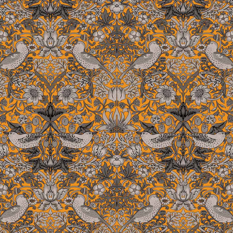 William Morris Designs Strawberry Thief velvet green