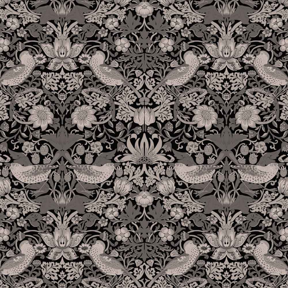 William Morris Designs Strawberry Thief velvet green