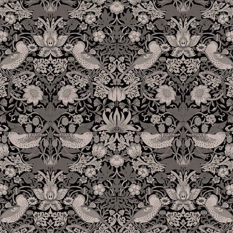 William Morris Designs Strawberry Thief velvet green