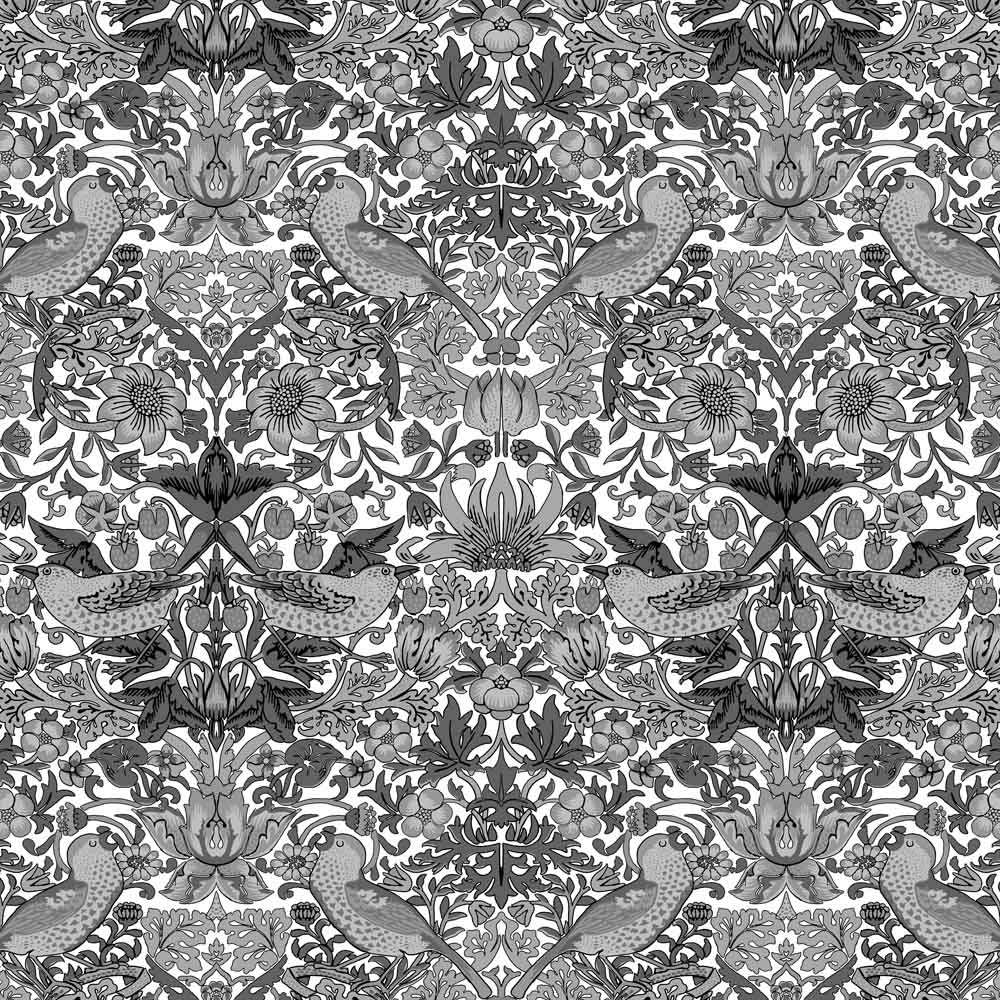 William Morris Designs Strawberry Thief velvet green
