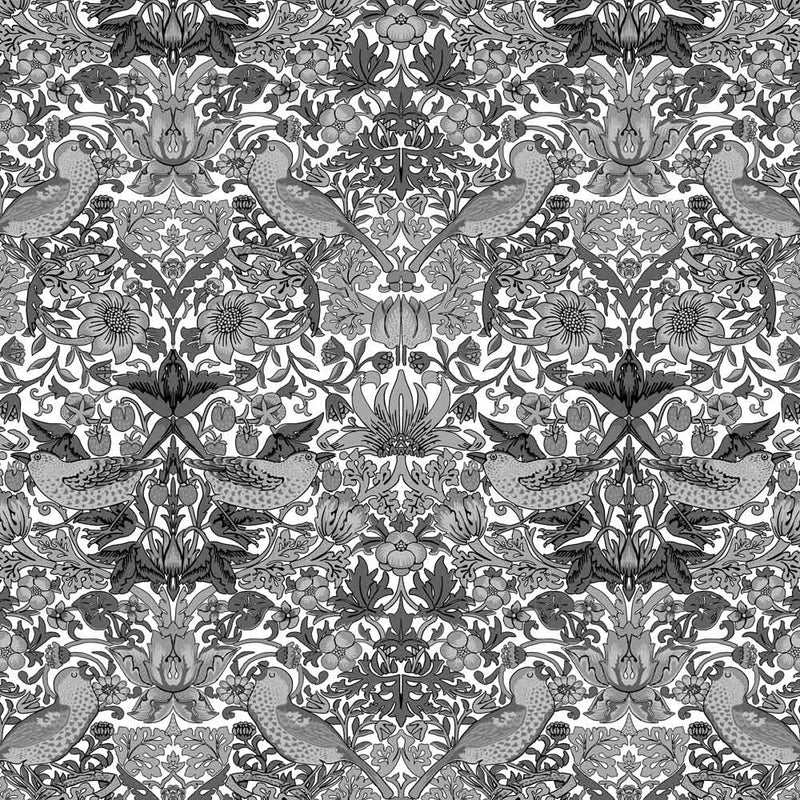 William Morris Designs Strawberry Thief velvet green