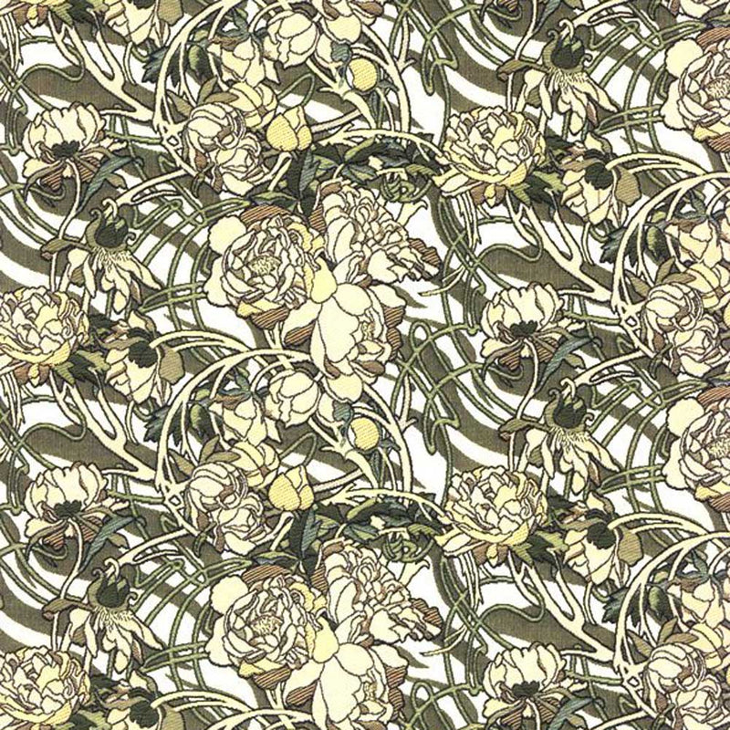 Alphonse Mucha floral curtain upholstery fabric