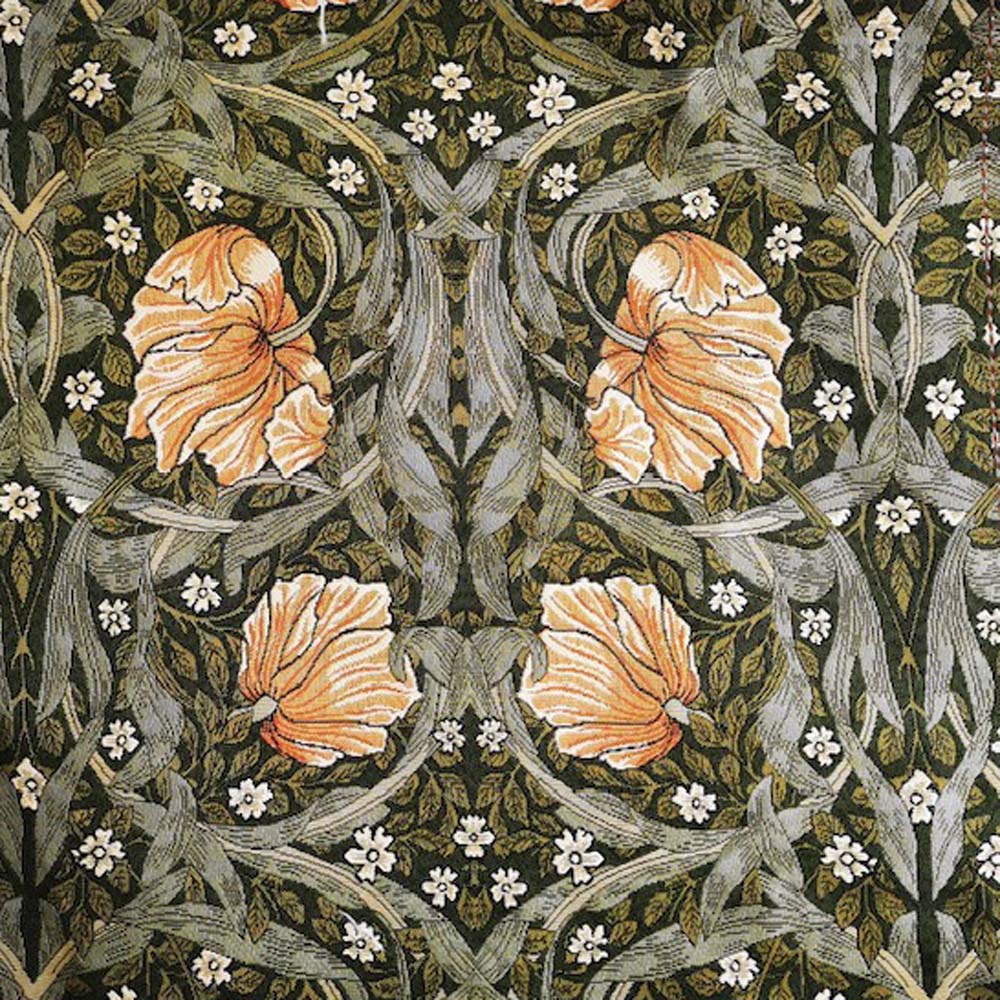 W Morris Tapestry and Chenille Pimpernel Green Tapestry Fabric