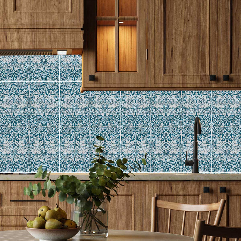 William Morris Tiles Brother Rabbit Strong Blue 20cm x 30cm Ceramic Tile