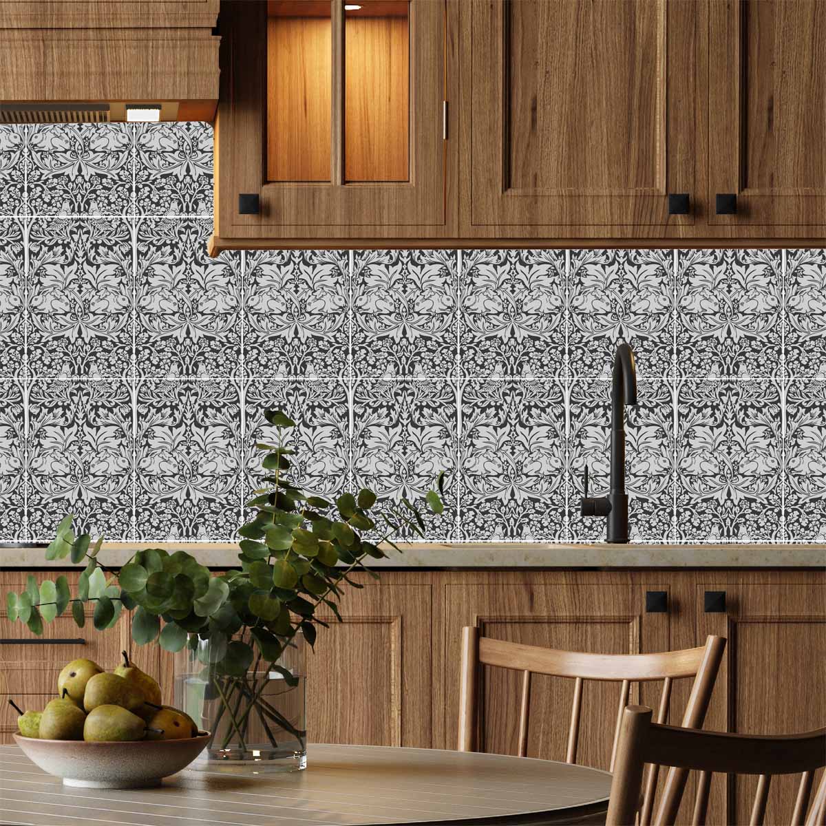 William Morris Tiles Brother Rabbit Charcoal 20cm x 30cm Ceramic Tile