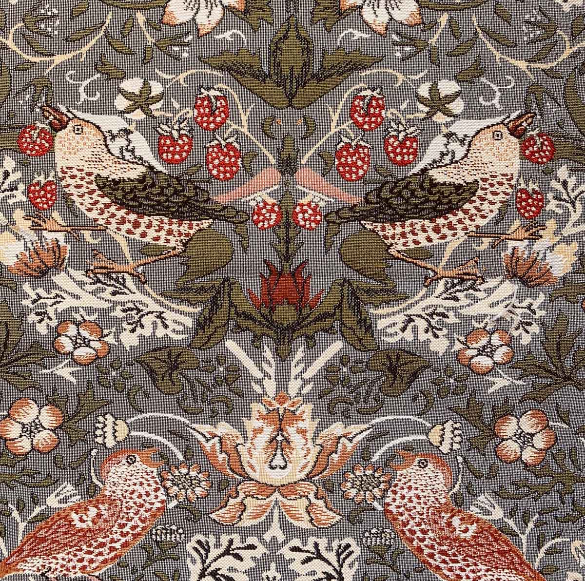 William Morris Strawberry Thief Tapestry Grey Fabric