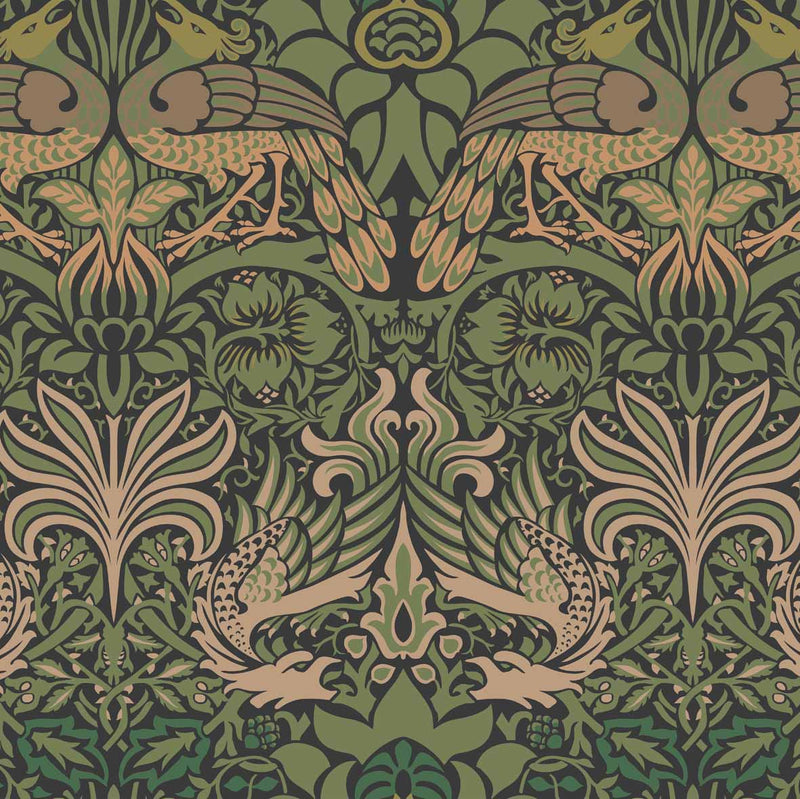 William Morris Designs Peacocks and Dragons Verdue Velvet