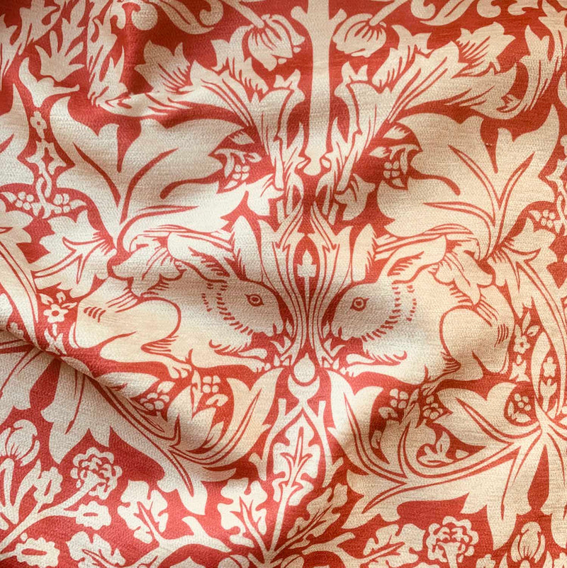 William Morris Brother Rabbit Turquoise Olive Velvet Curtain Upholstery Fabric
