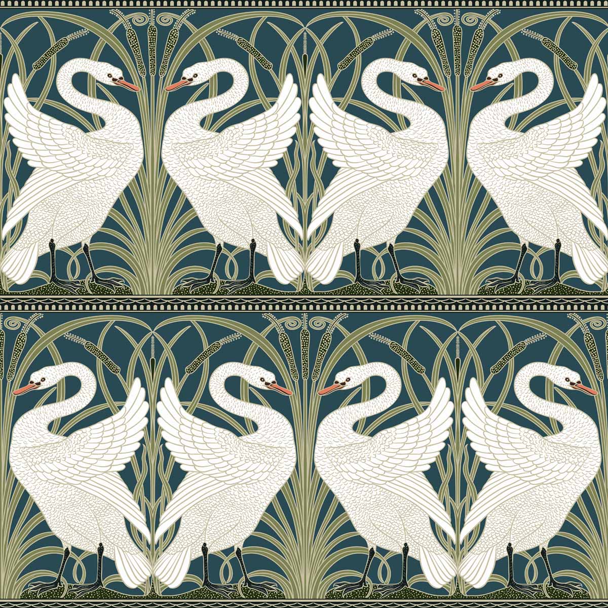 walter crane swan rish and iris velvet fabric