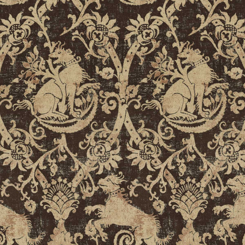 Guinevere Medieval Heraldic Beasts Black and Gold Velvet