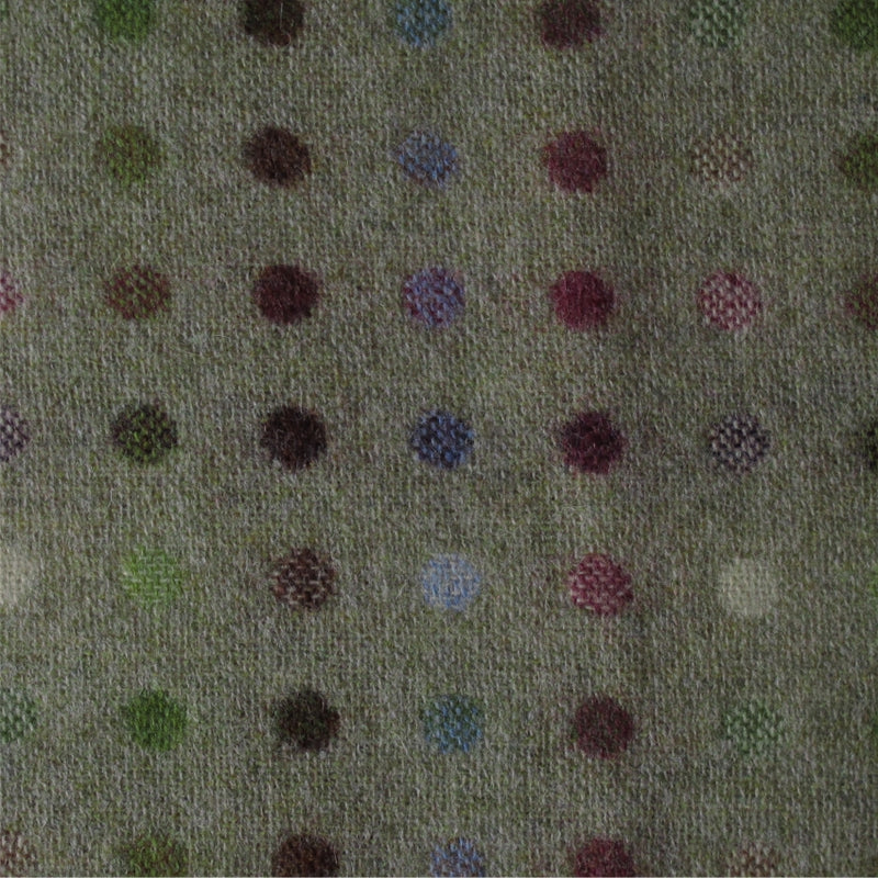striped  green and multicoloured wool curtain and upholstery fabric - Camden Citrus Spot