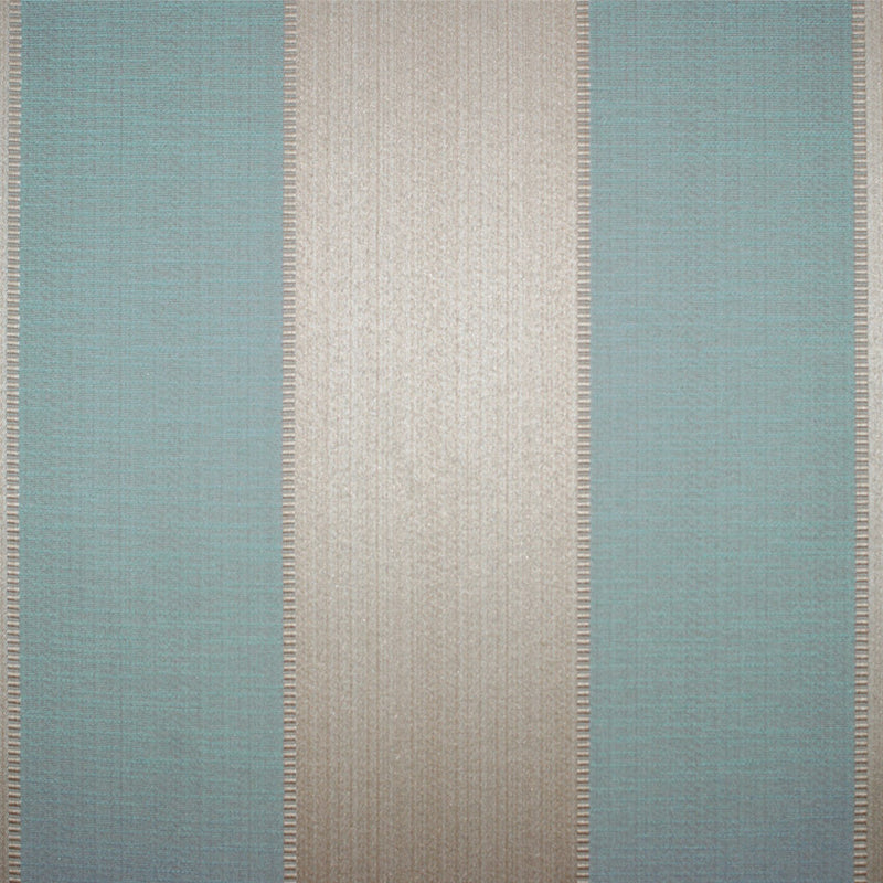 striped Elegant duck egg blue and gold cotton print curtain and upholstery fabric - Porchester Duck Egg Broad Regency Stripe
