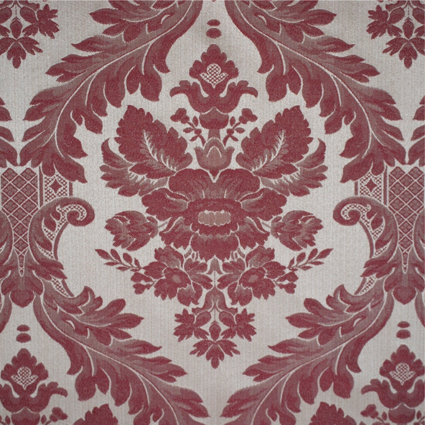 patterned Elegant red and pale gold cotton print curtain and upholstery fabric - Porchester Bordeaux Large Regency Pattern