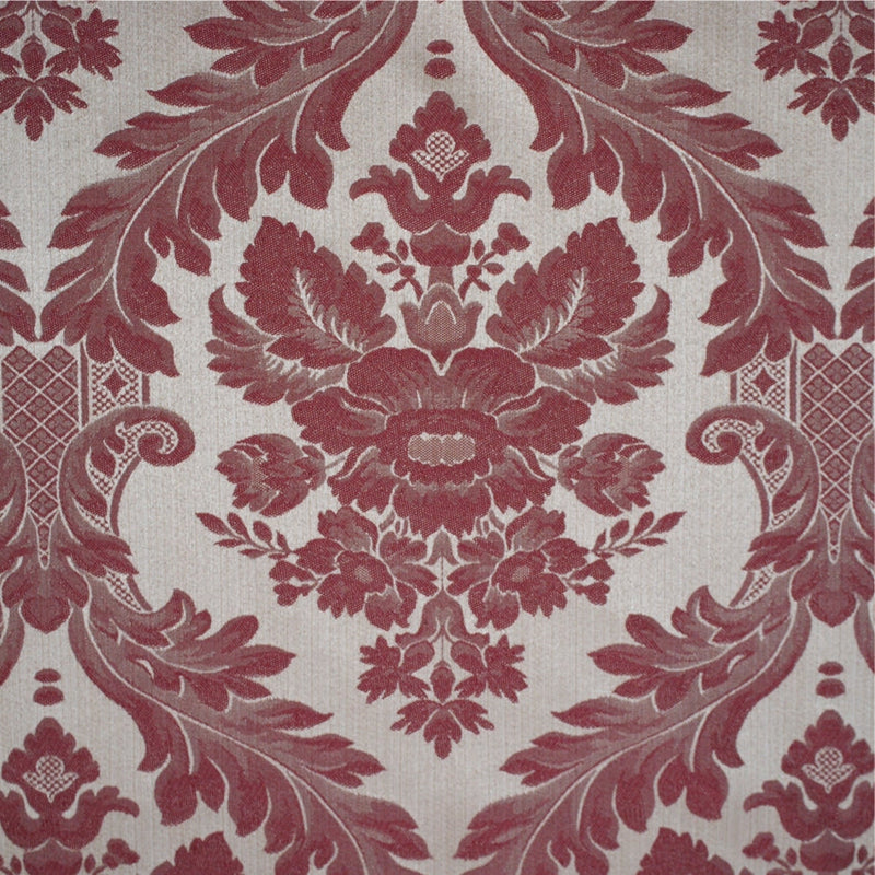 patterned Elegant red and pale gold cotton print curtain and upholstery fabric - Porchester Bordeaux Large Regency Pattern