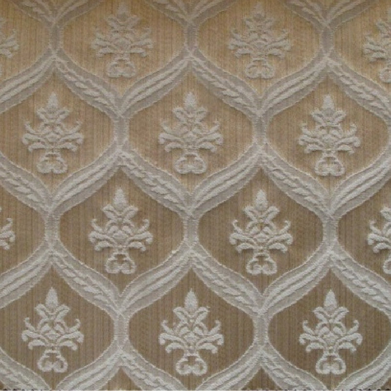 patterned Elegant cream and pale gold cotton print curtain and upholstery fabric - Porchester Chardonnay Regency Pattern