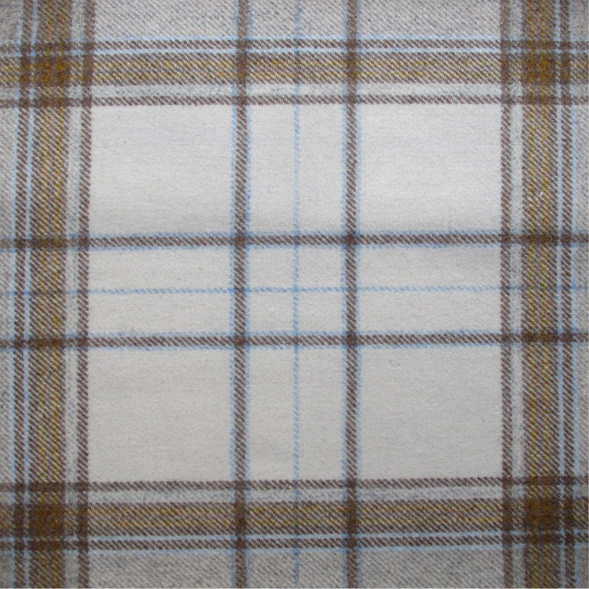 tartan plaid  brown and cream wool curtain and upholstery fabric - Iona Autumn Plaid