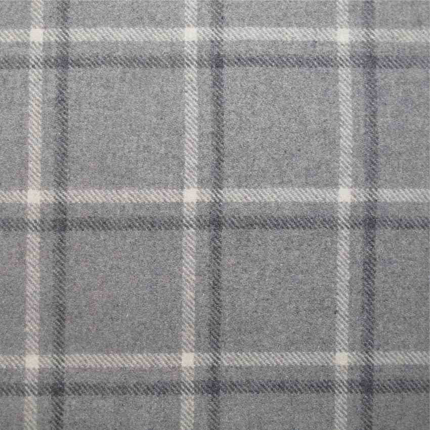 tartan plaid  grey wool curtain and upholstery fabric - Iona Pebble Plaid