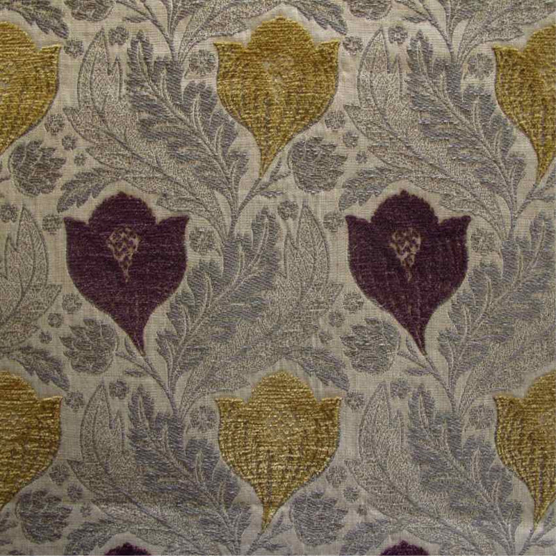 arts and crafts  pink, gold and beige flat-weave curtain and upholstery fabric - Berkeley Damson Floral