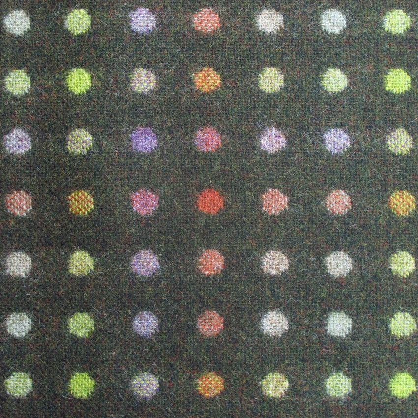 striped  green and multicoloured wool curtain and upholstery fabric - Camden Forest Spot