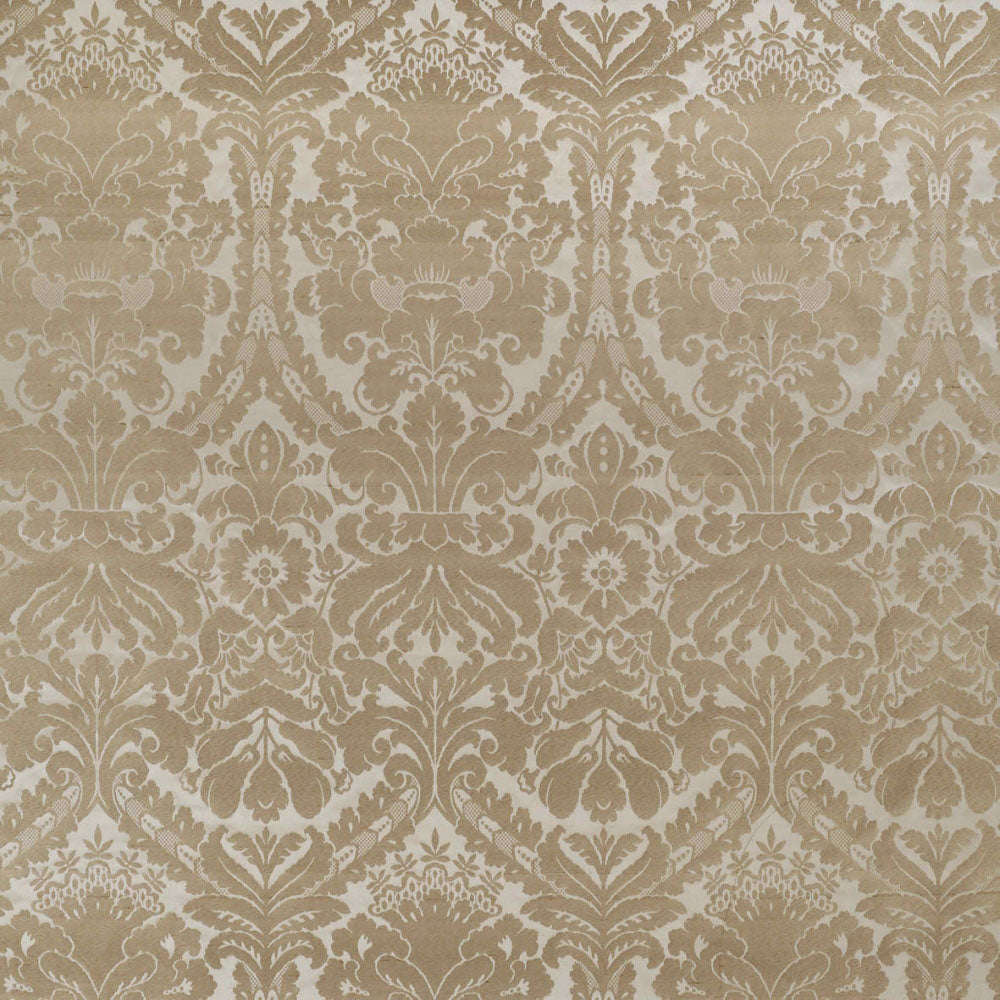 patterned  almond pure silk curtain and upholstery fabric - Da Vinci Pure Silk Almond