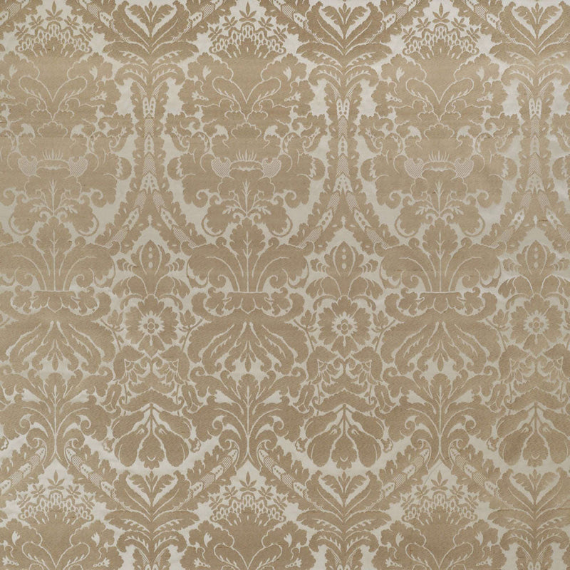 patterned  almond pure silk curtain and upholstery fabric - Da Vinci Pure Silk Almond