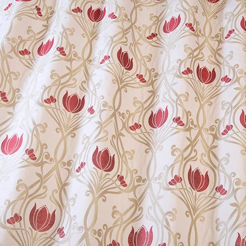 art deco art nouveau  ruby red flat-weave curtain and upholstery fabric - Art Nouveau  Ruby Serpentine Floral