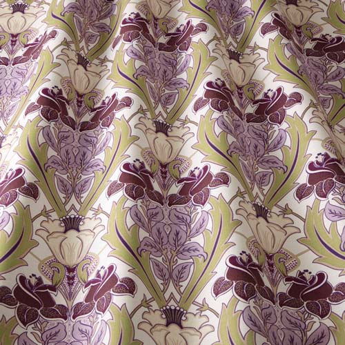 art deco art nouveau  purple cotton print curtain and upholstery fabric - Art Nouveau  Berry Floral