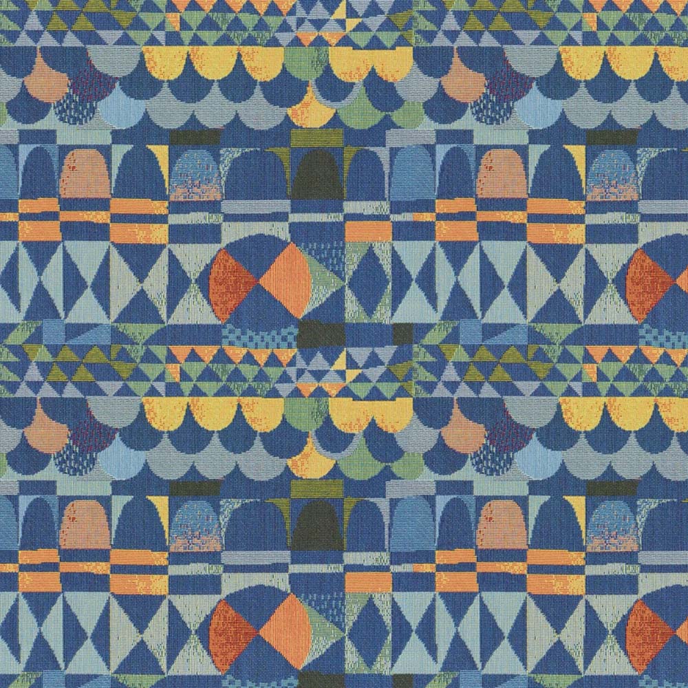 blue art deco curtain upholstery fabric