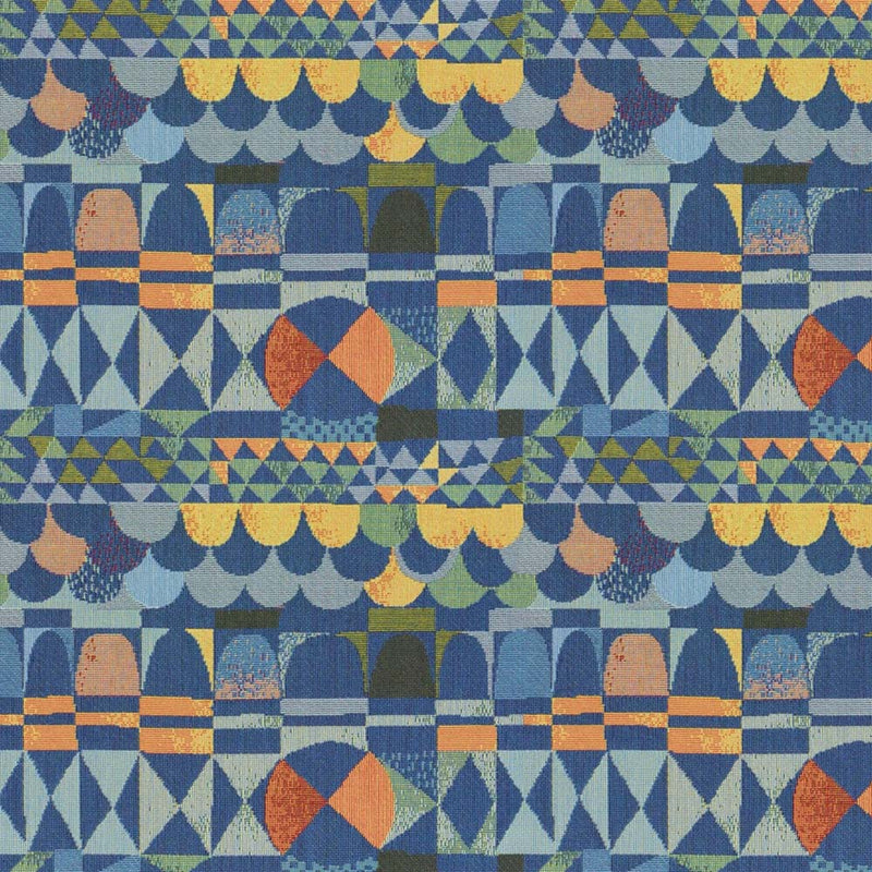 blue art deco curtain upholstery fabric