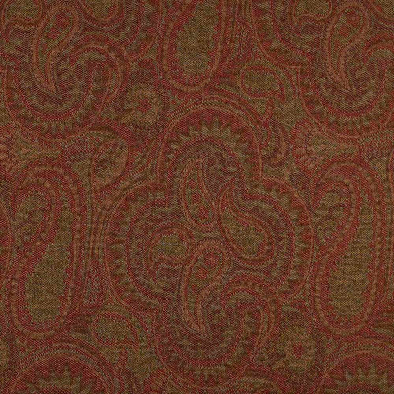 patterned  red and brown wool curtain and upholstery fabric - Iona Ruby Wool Swirl
