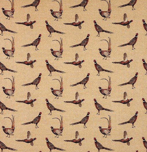 patterned   cotton print curtain and upholstery fabric - Country Life Pheasants Weave