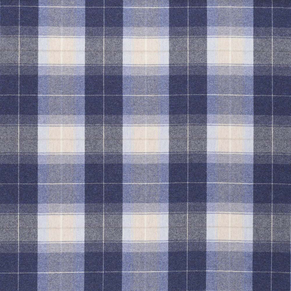 tartan plaid  blue wool curtain and upholstery fabric - Iona Navy Plaid