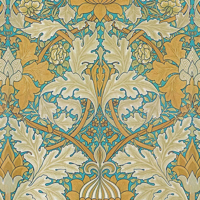 arts and crafts  amber cotton print curtain and upholstery fabric - William Morris Designs Saint James Palace Print