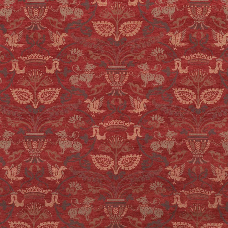 celtic medieval  red flat-weave upholstery fabric - Guinevere Medieval Bedivere