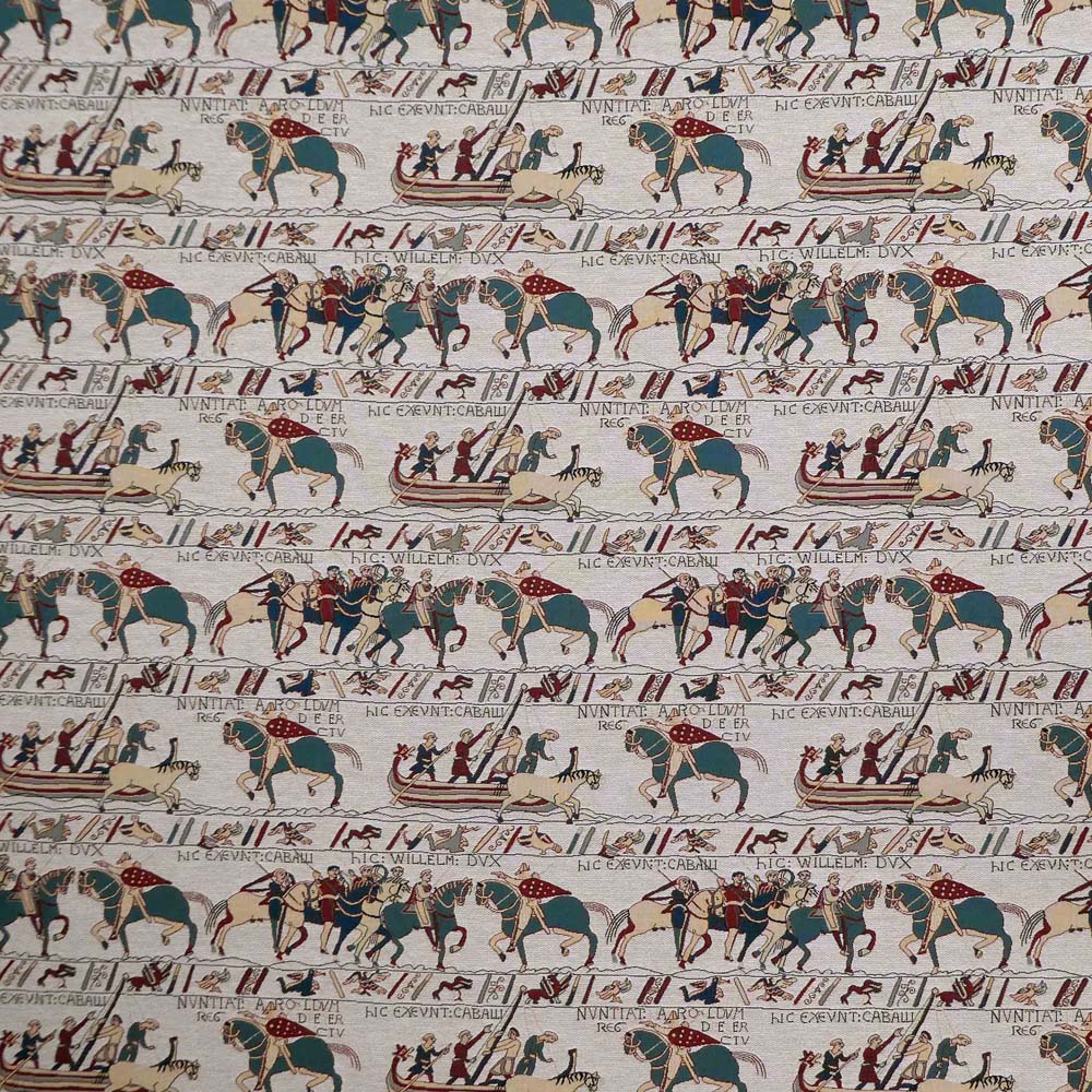 celtic medieval   cotton print curtain and upholstery fabric - Guinevere Medieval Bayeux Tapestry