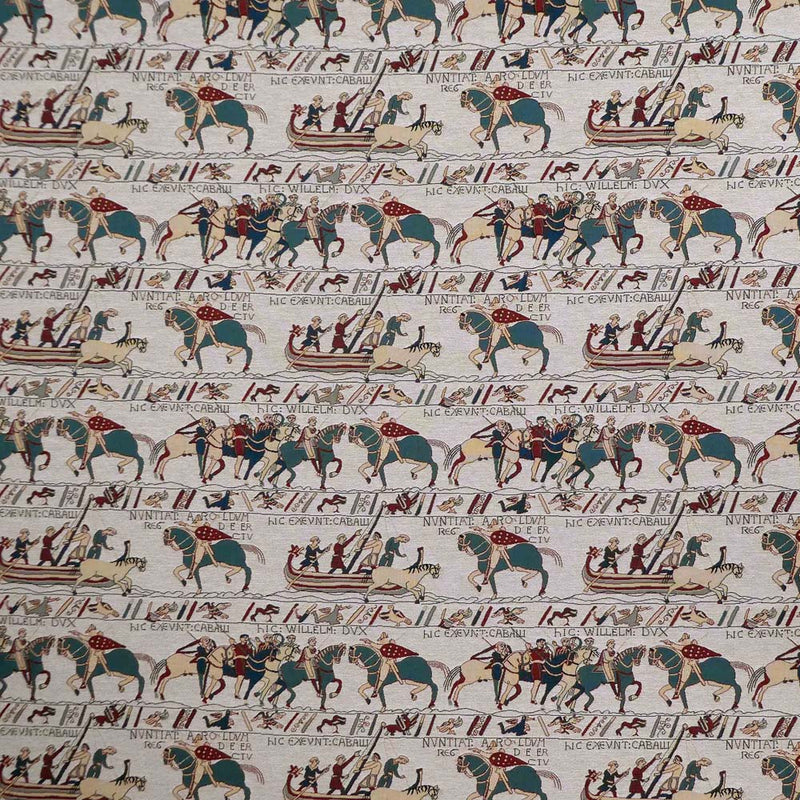 celtic medieval   cotton print curtain and upholstery fabric - Guinevere Medieval Bayeux Tapestry