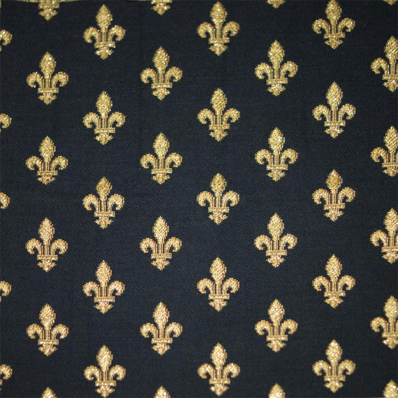 celtic medieval  blue cotton print curtain and upholstery fabric - Guinevere Medieval Fleur de Lys Bleu