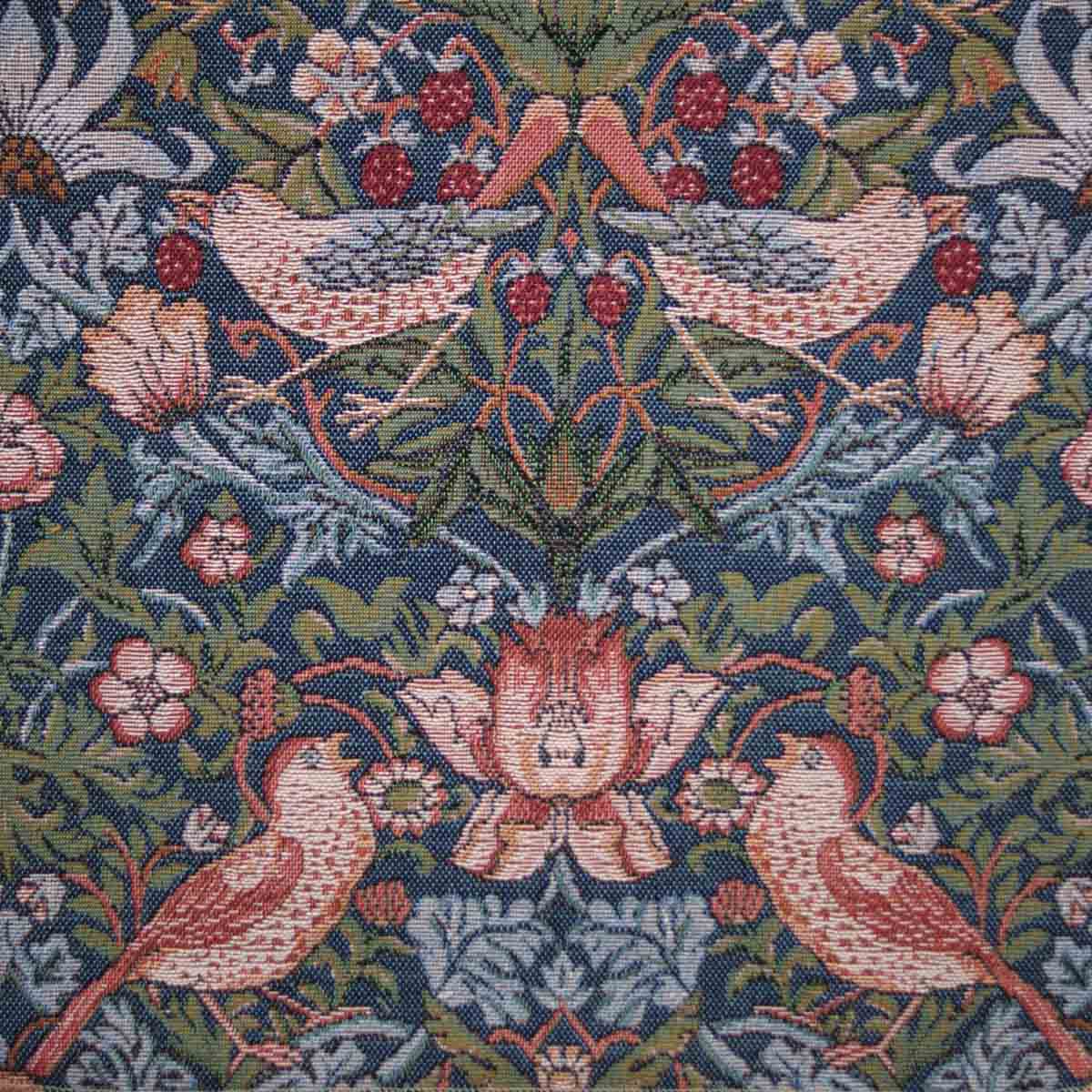 arts and crafts  blue cotton print curtain and upholstery fabric - William Morris Designs Strawberry Thief Blue Tapestry Weave
