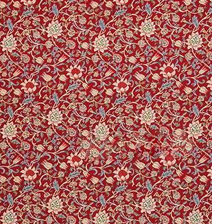 arts and crafts  red wool curtain and upholstery fabric - William Morris Designs Evenlode Red Tapestry Weave - Extra Wide