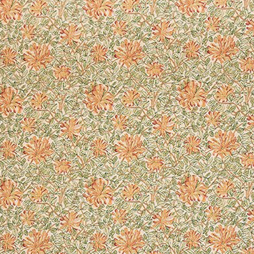 arts and crafts  gold wool curtain and upholstery fabric - William Morris Designs Honeysuckle Tapestry Weave - Extra Wide