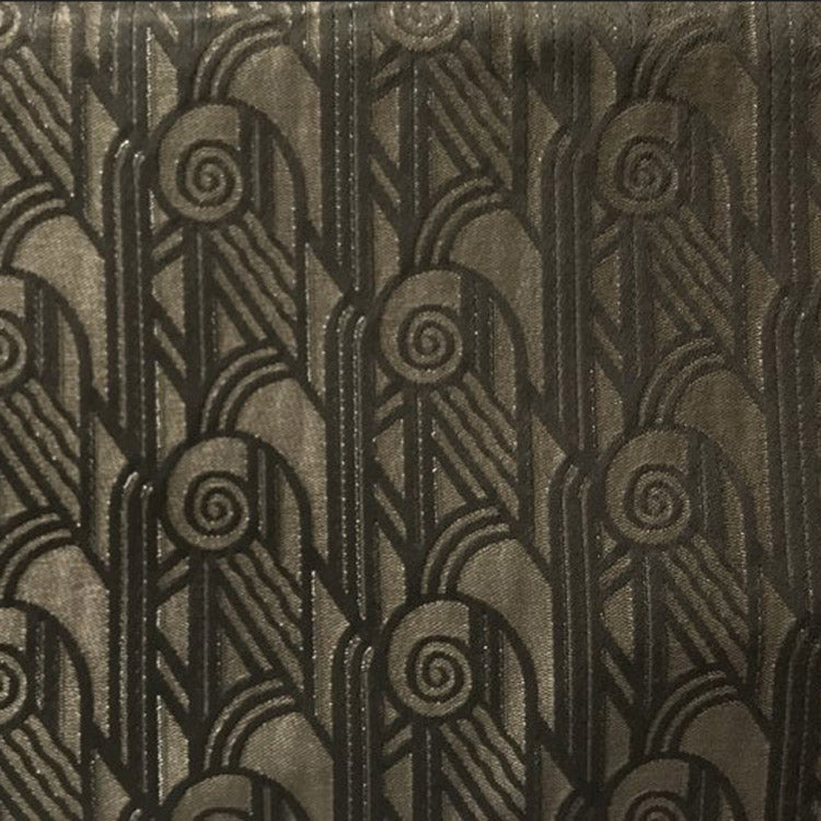 Deco Scroll Art Deco Velvet Curtain Upholstery Fabric