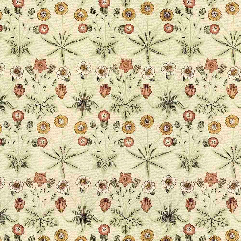 arts and crafts  cream cotton print curtain and upholstery fabric - William Morris Designs Daisy Garden Print