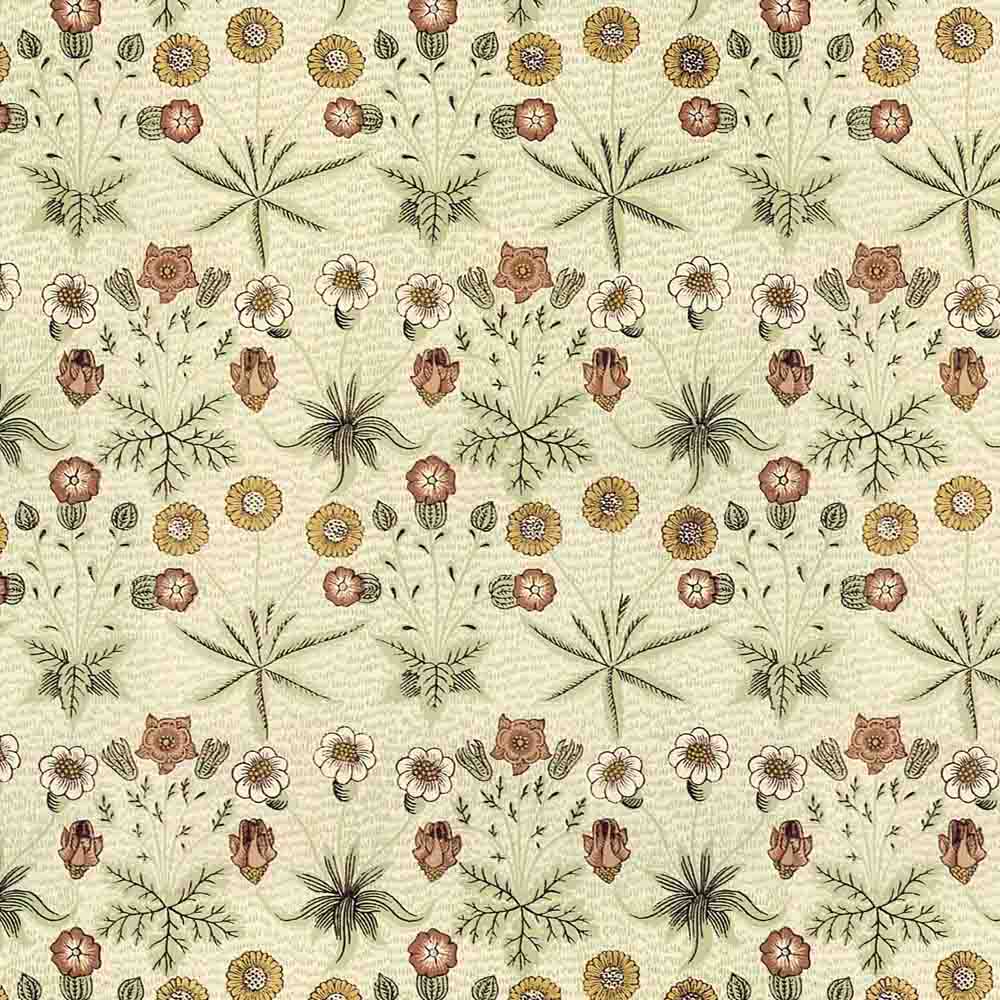 arts and crafts  cream cotton print curtain and upholstery fabric - William Morris Designs Daisy Garden Print