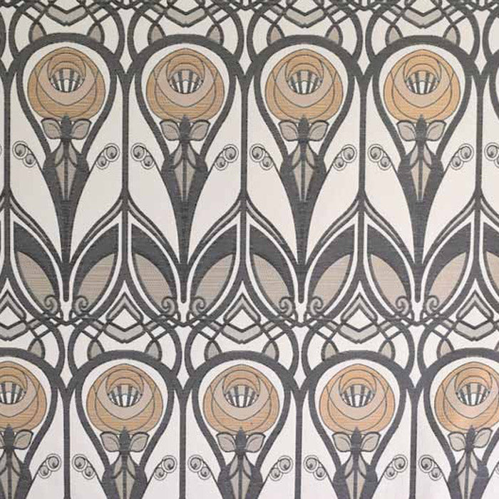 Charles Rennie Mackintosh Jacquard Roses Mustard Grey