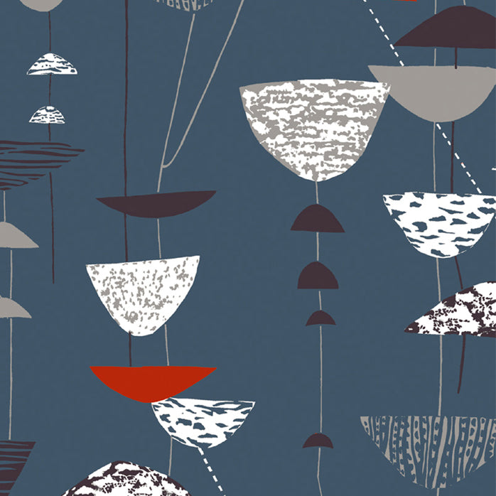 Lucienne Day Calyx Blue Fabric Textile