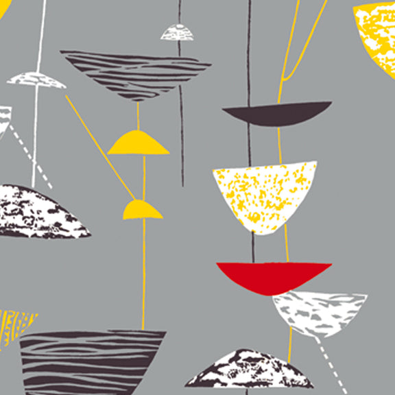 Lucienne Day Calyx Grey Fabric Textile