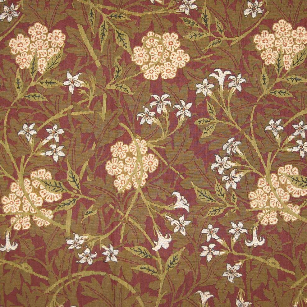 W Morris Tapestry and Chenille Jasmine Tapestry Weave Red (limited sale price stock)