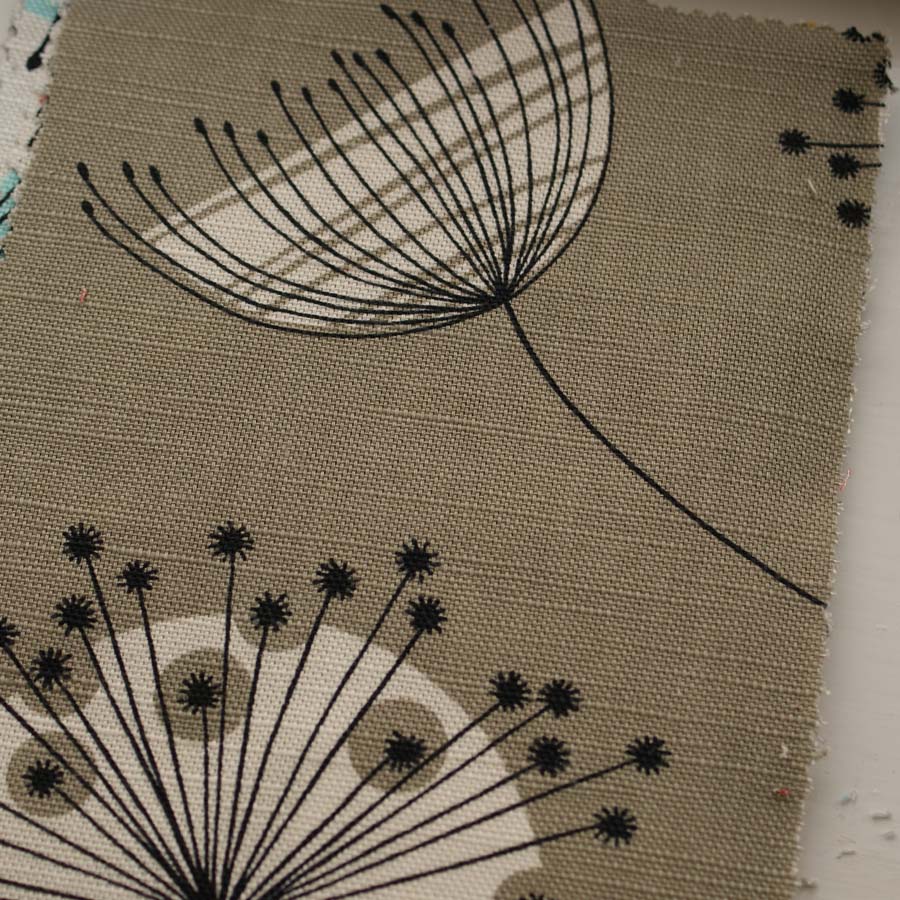 Mid Century Prints Dandelion Mobile French Grey with White (Upholstery Grade)