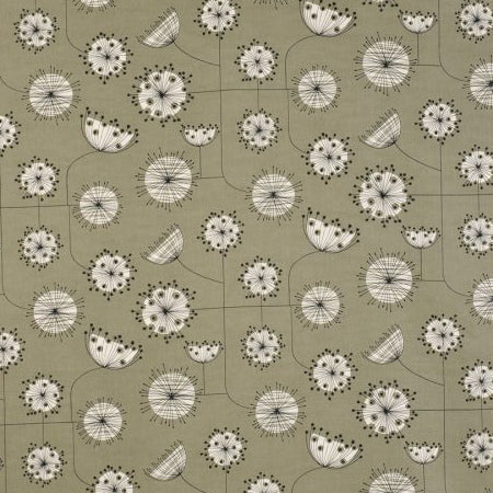 Mid Century Prints Dandelion Mobile French Grey with White (Upholstery Grade)